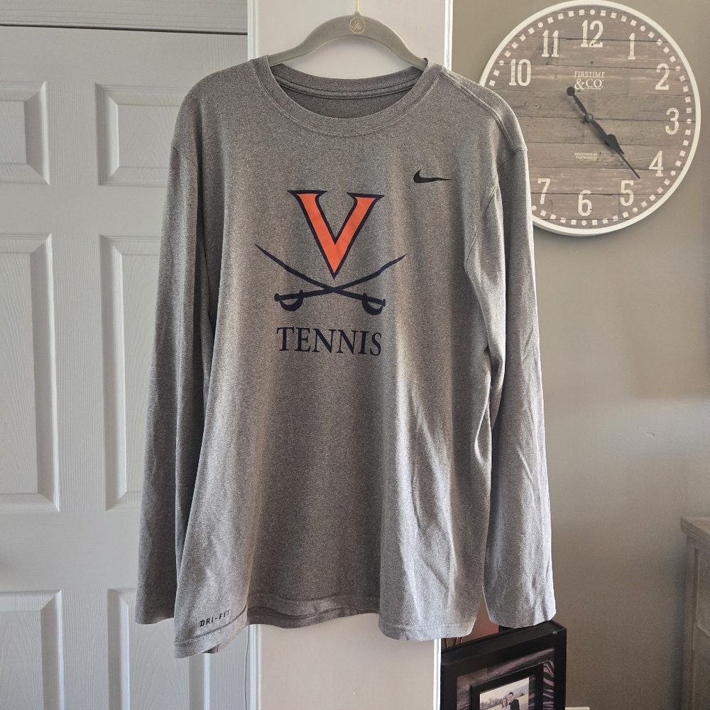 UVA Gray Nike Tennis Long Sleeve Shirt
